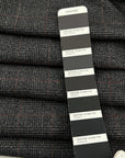 Dark Gray Prince Of Wales Wool With Red Crossed Stripes