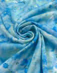 Light Blue Polyester Satin With A Floral Print