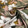 Pink Polyester Twill With A Floral Print