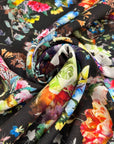 Black Viscose With Floral Print