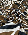 Viscose Satin With A Tobacco Colored Abstract Print