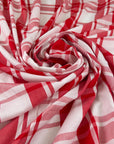 Light White Viscose With Red Checked Print
