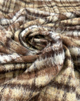 Brown Wool Coat With Checked Print