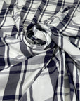 Light White Viscose With Purple Checked Print
