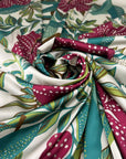 Crepe De Chine Polyester Printed With Leaves