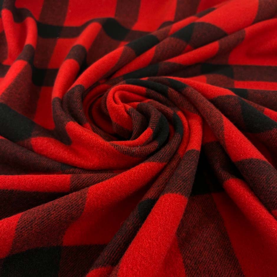 Checked Red Wool Coat