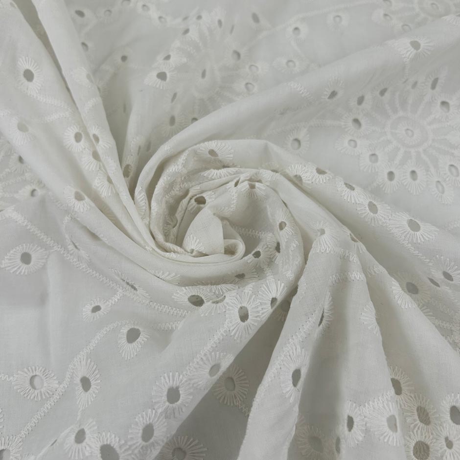 White Floral Cotton Sangallo Lace