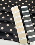 Black Polyester Twill With Beige Polka Dots
