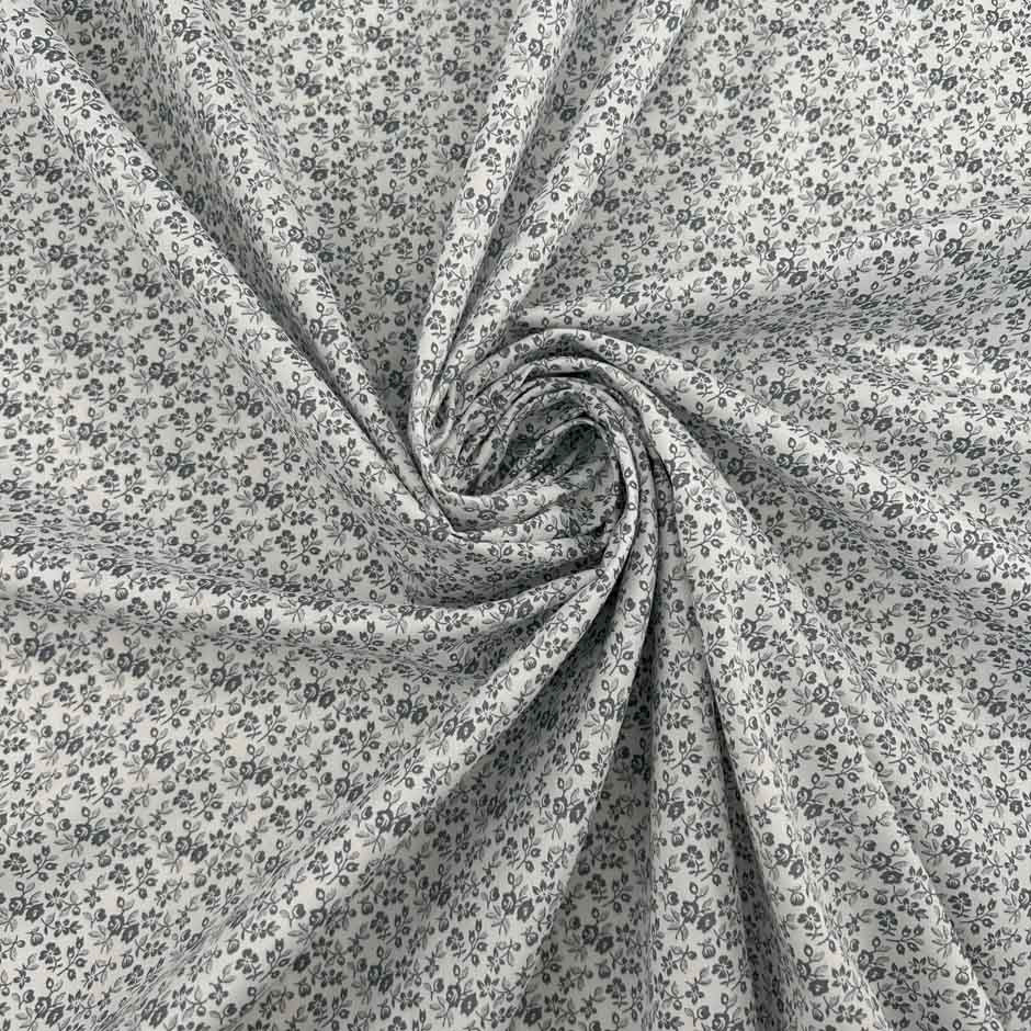 Cotton Poplin With A Floral Microprint