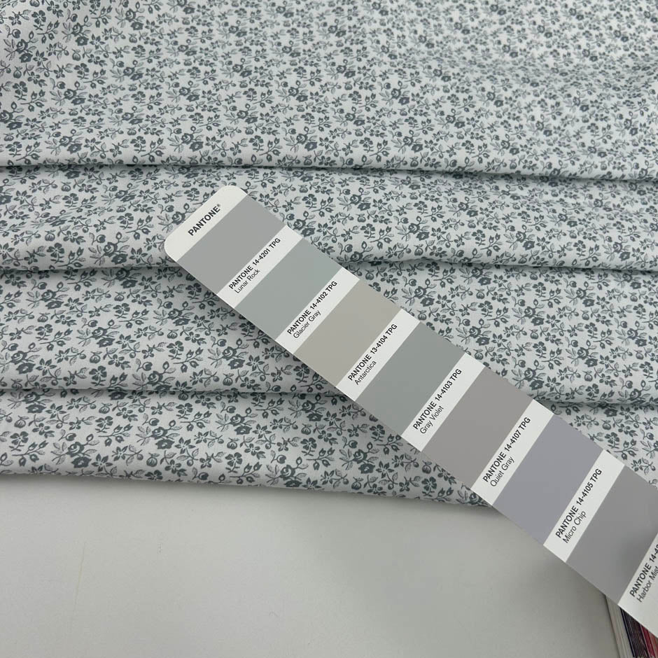 Cotton Poplin With A Floral Microprint