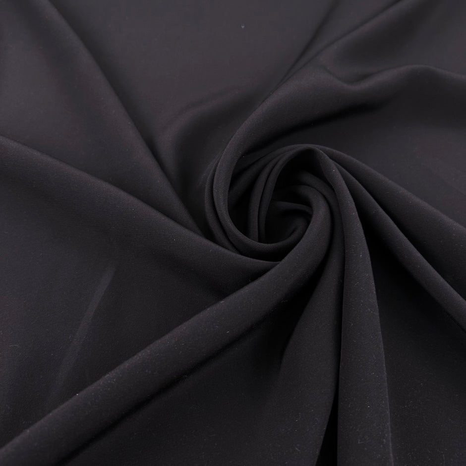 Black Fluid Silk Crepe De Chine