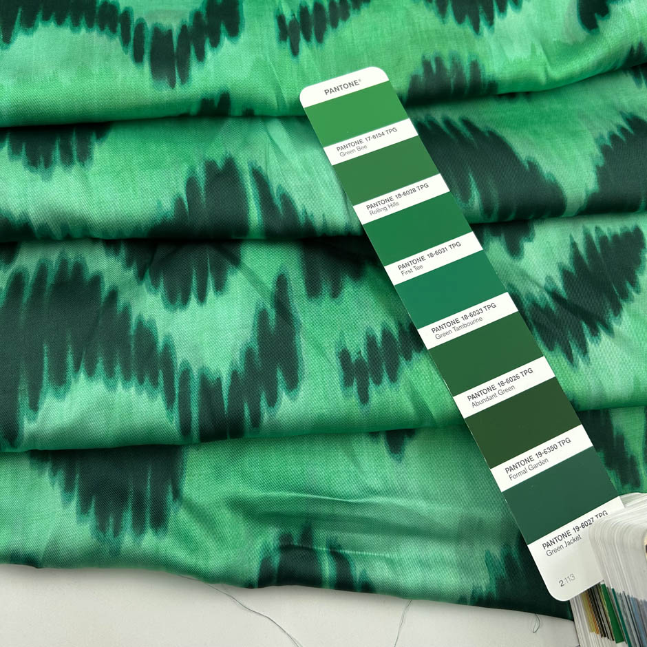 Green Printed Polyester Twill