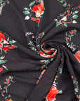Black And Red Printed Viscose Crepe