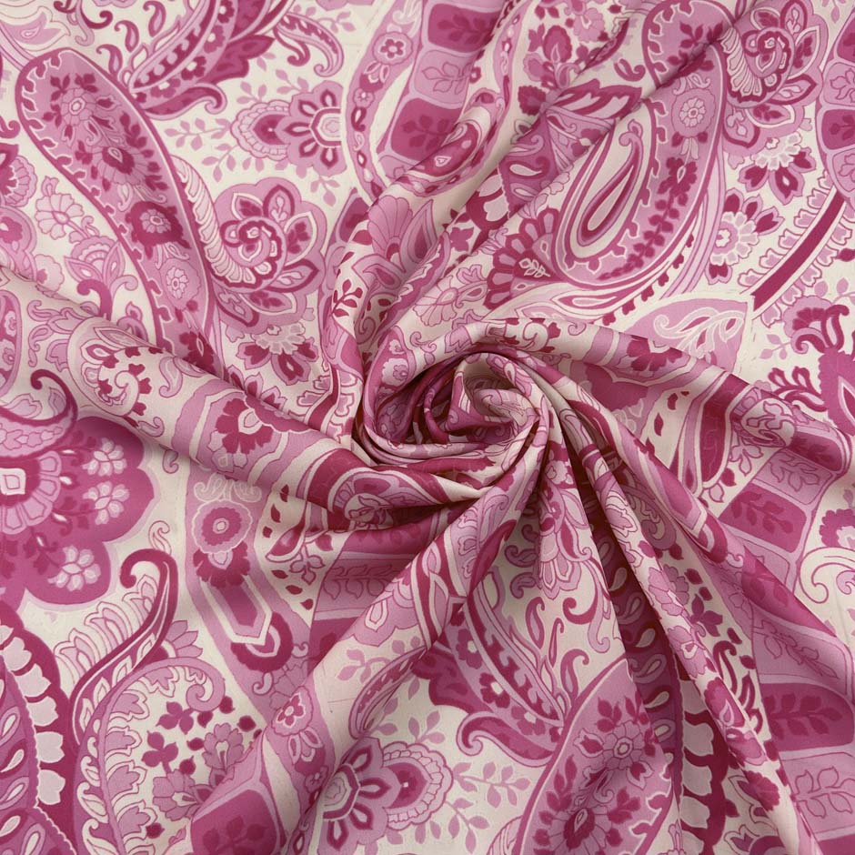 Pink Printed Polyester Sateen