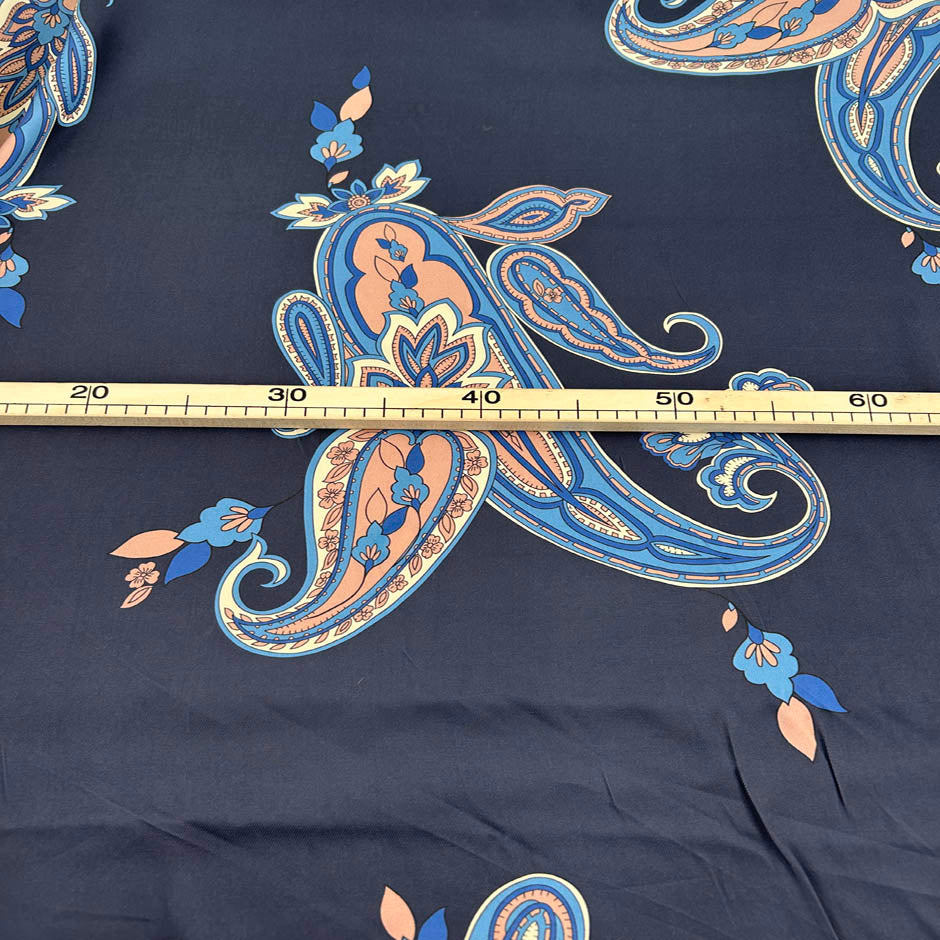 Blue Printed Viscose Twill