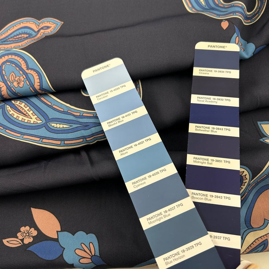 Blue Printed Viscose Twill