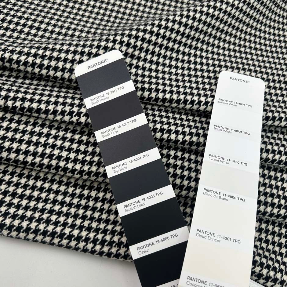 White And Black Houndstooth Wool