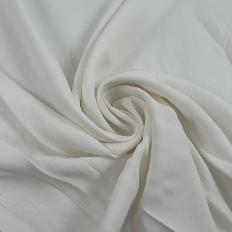 White Viscose And Acetate Crepe Cady