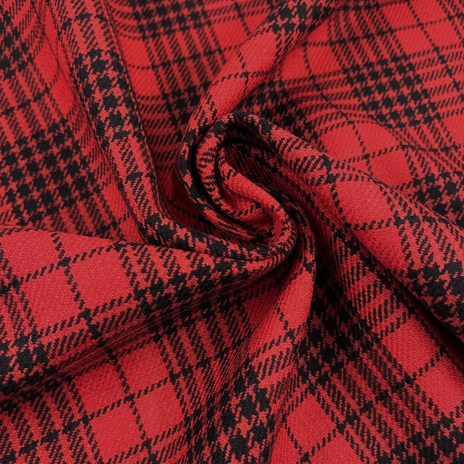 Red And Black Overchecked Wool