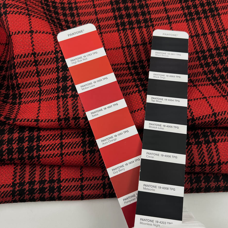 Red And Black Overchecked Wool