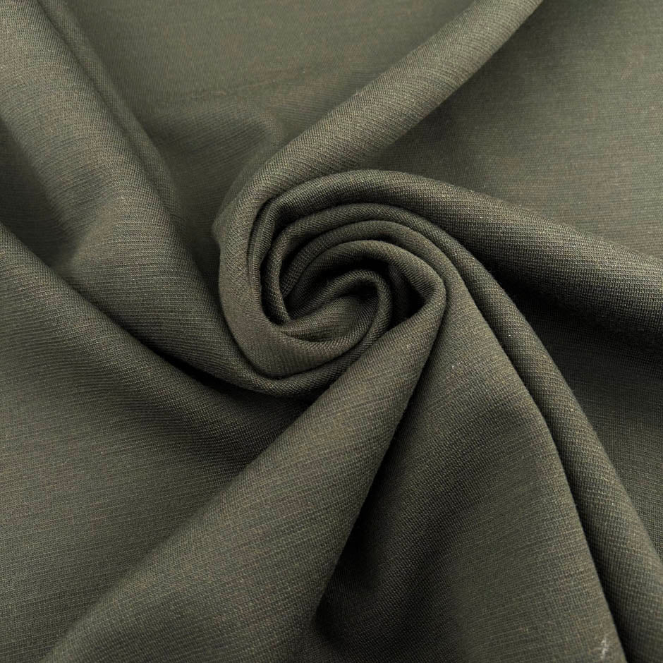 Green Pure Wool Jersey Bonded With A Light Gray Cashmere And Silk Jersey