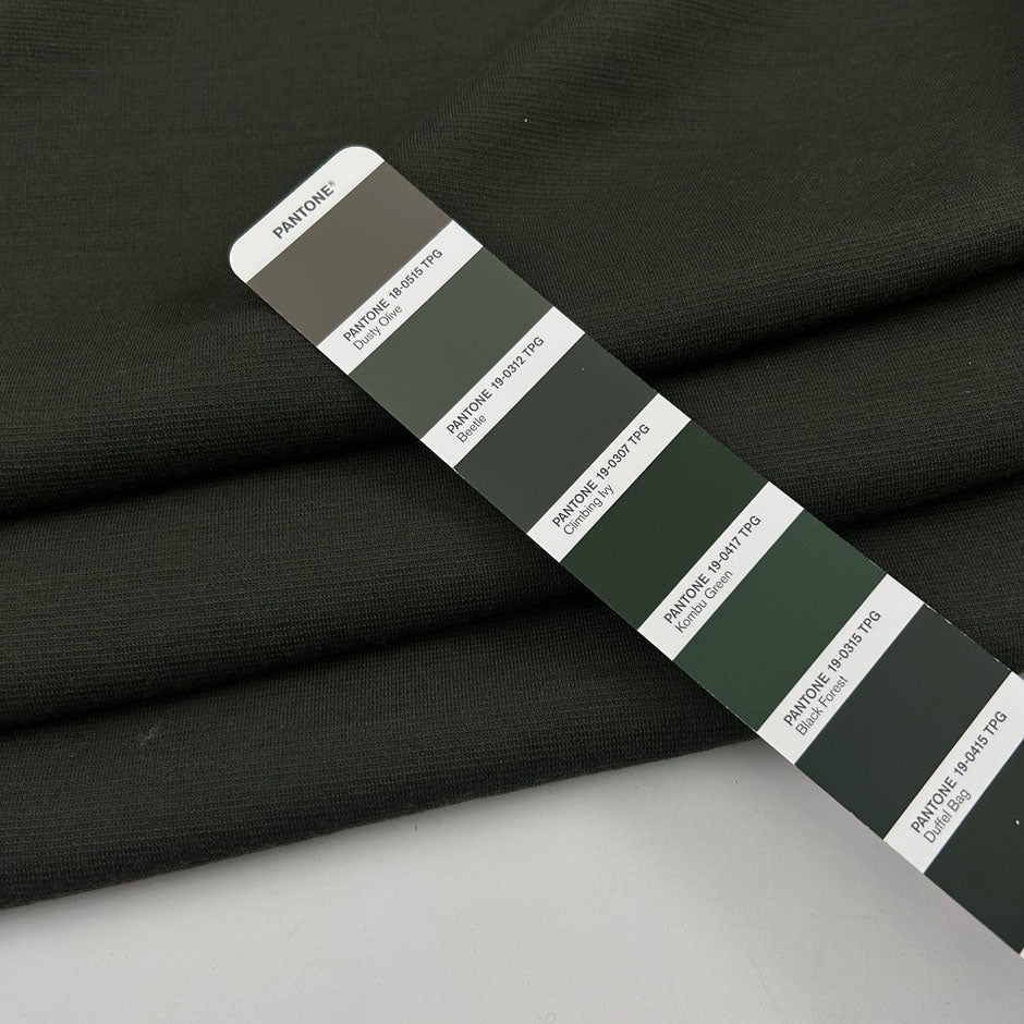 Green Pure Wool Jersey Bonded With A Light Gray Cashmere And Silk Jersey