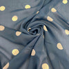 Blue Viscose Georgette With Polka Dots
