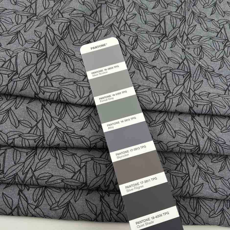Dark Gray Printed Cotton Blend