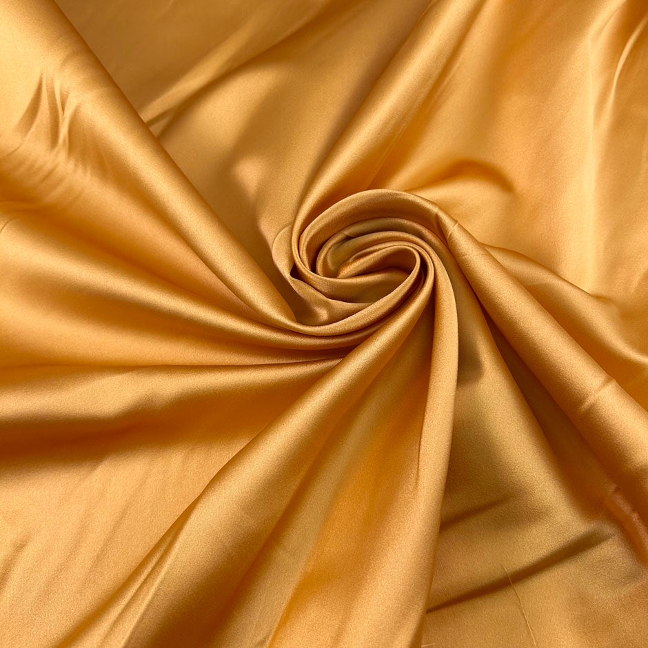 Yellow Pure Silk Sateen Douchesse