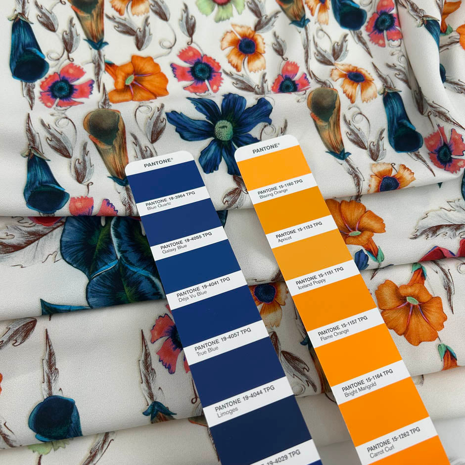 White Polyester With A Floral Print