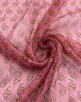 Pink Pasley Pattern Pure Silk Crepone