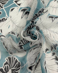 Teal Floral Print Silk Chiffon