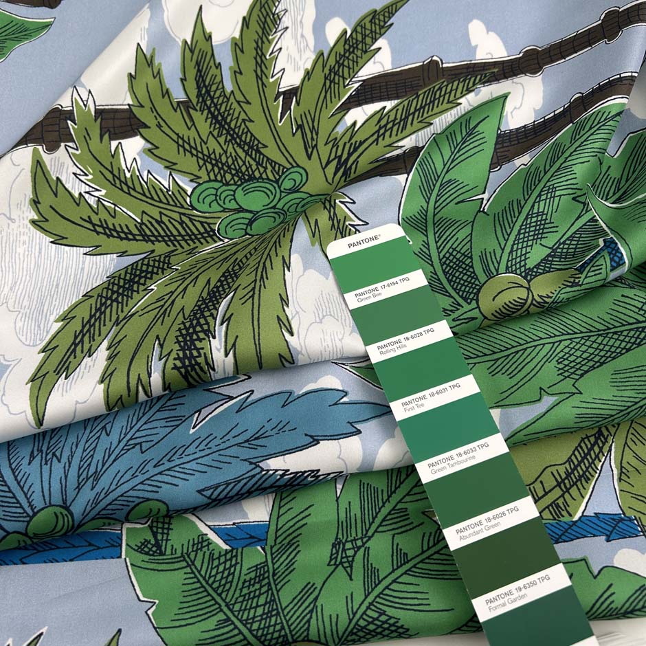 Figurative Pattern Printed Silk Twill