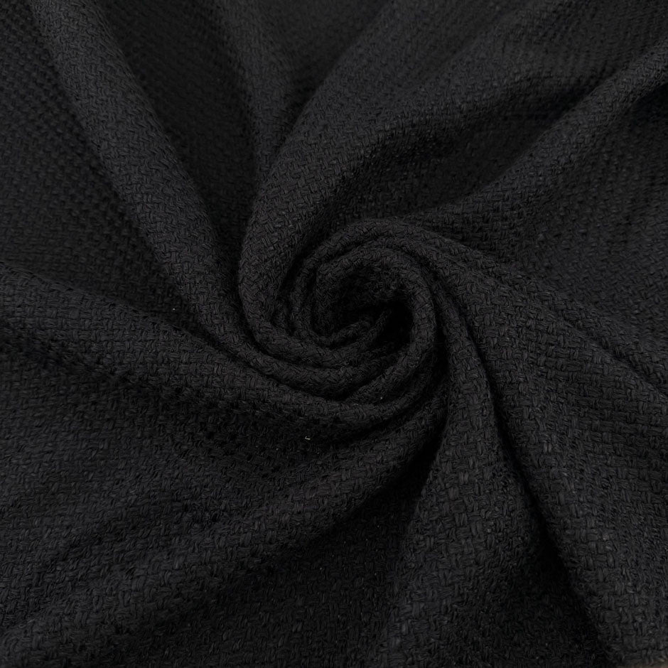 Black Cotton And Linen Tweed