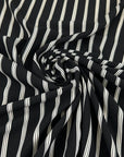 Black And White Striped Polyester Crepe