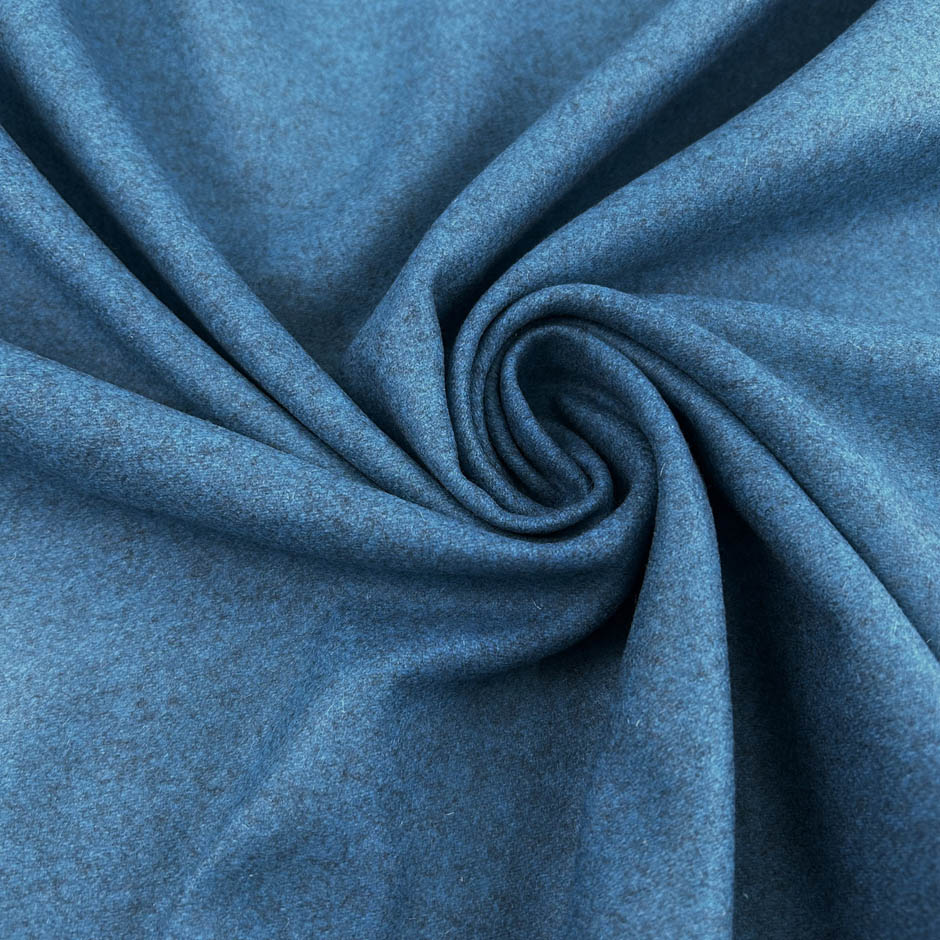 Blue Melange Wool Blend Cloth