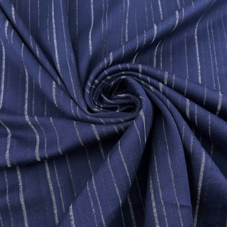 Blue Cotton Striped Jersey