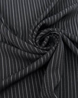 Black Pinstriped Polyester Crepe