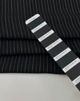 Black Pinstriped Polyester Crepe