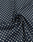 Dark Blue Polyester Crepe With Polka Dots
