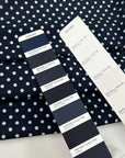 Dark Blue Polyester Crepe With Polka Dots