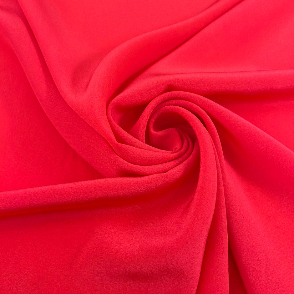 Red Non Stretch Silk Crepe De Chine