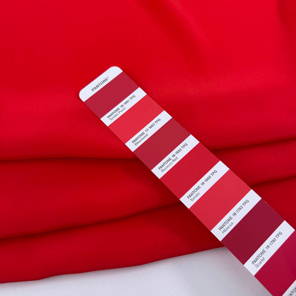 Red Non Stretch Silk Crepe De Chine