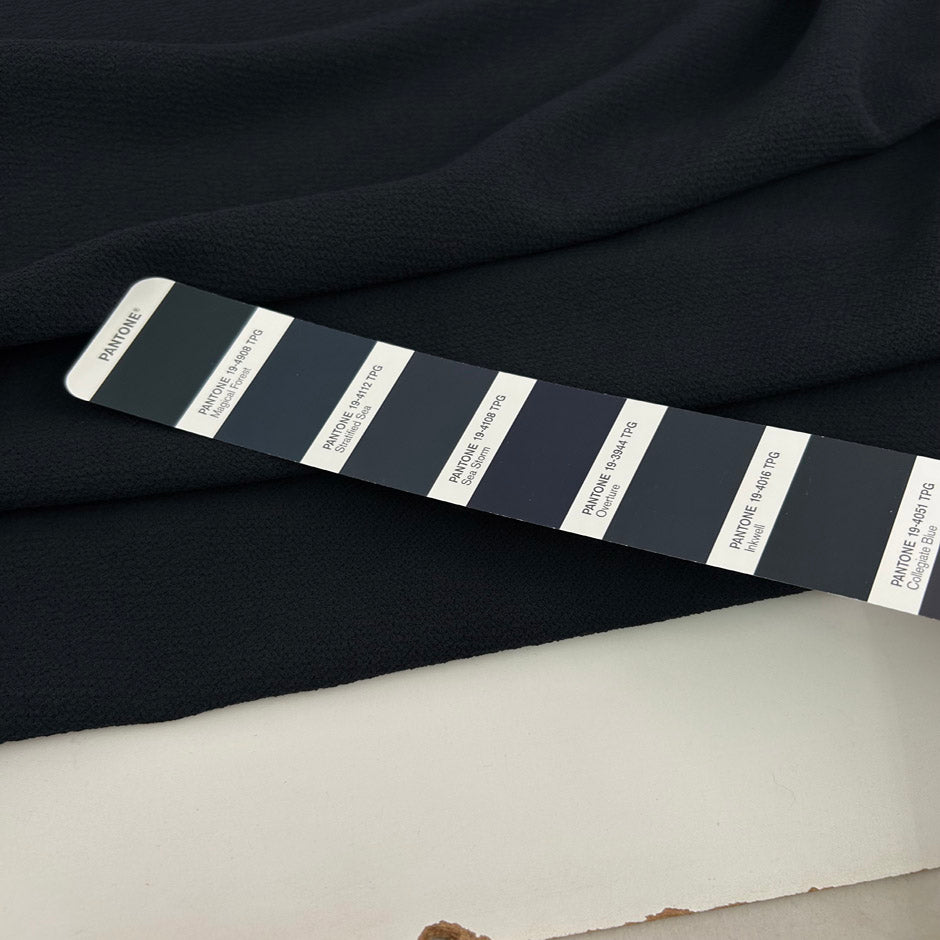 Dark Blue Stretch Crepe Cady With A Sable' Structure