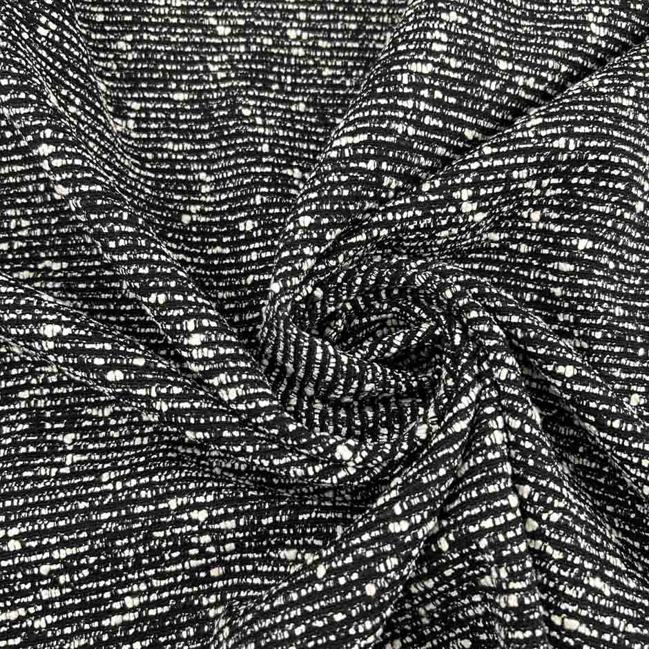 Black And White Cotton Blend Tweed