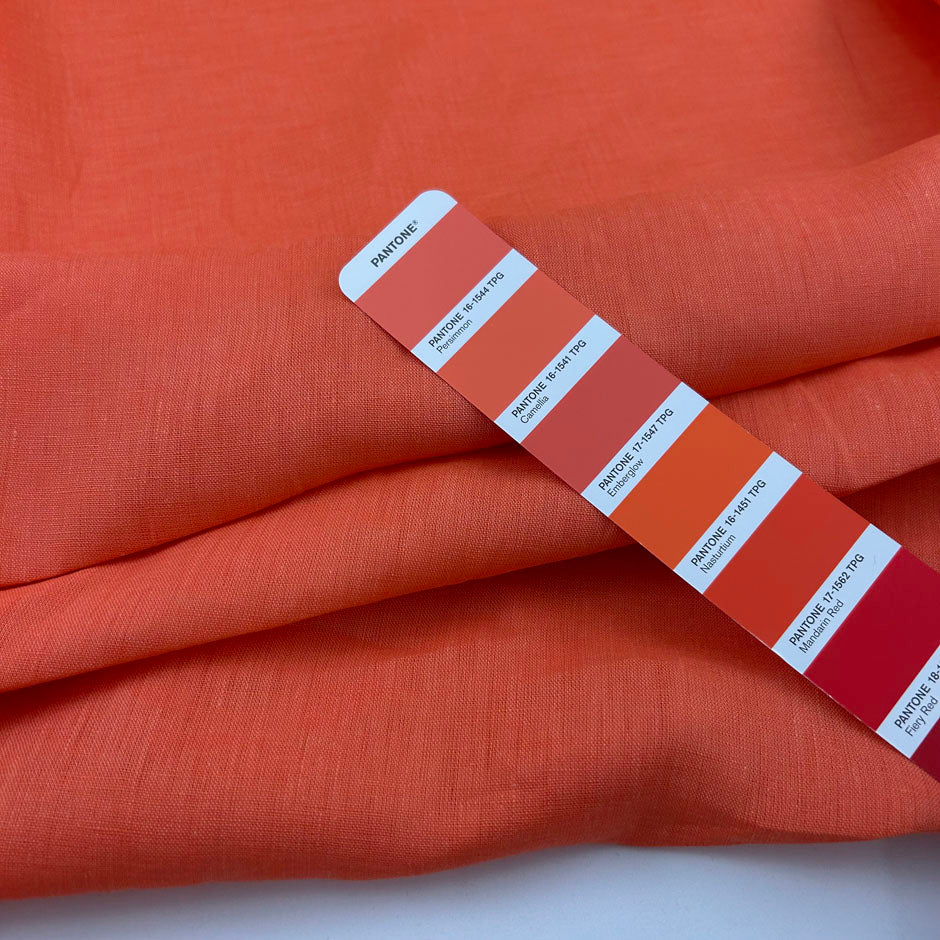 Bright Orange Pure Linen Canvas