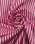 Fuchsia And White Striped Cotton Popeline