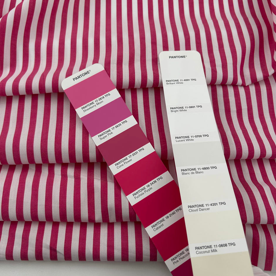 Fuchsia And White Striped Cotton Popeline