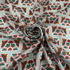 Multicolored Abstract Pattern Printed Silk Habotai