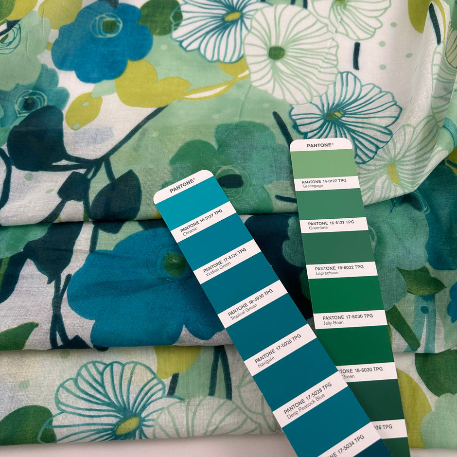 Floral Print White Based Cotton Voile